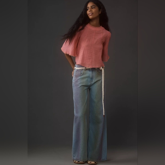 Pilcro Denim - Mid-Rise Wide Leg Jeans By Pilcro Size 28